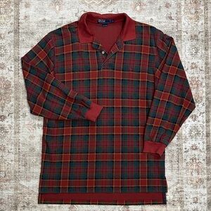 Men’s Vintage Ralph Lauren Red Plaid 90s Rugby Polo
